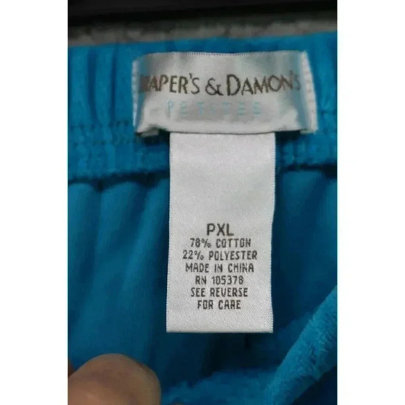 Drapers & Damons Petites Turquoise Blue Pull On Pants-Size PXL-Velour - Picture 3 of 8